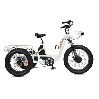 Ecotric 48V 750W Fat Tire Electric Trike with Front Basket & Rear Rack