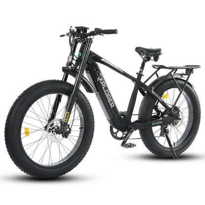 Ecotric Explorer 26" 48V Fat Tire Electric Bike with Rear Rack