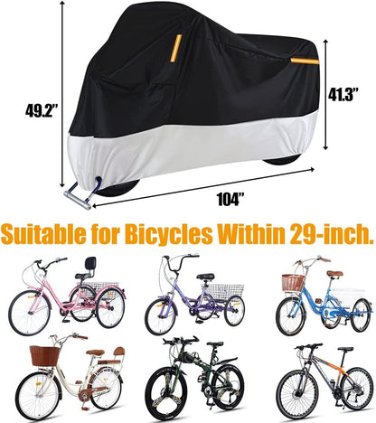Premium Adult Tricycle Cover Fit All 3-Wheel Bikes or Motorcycles