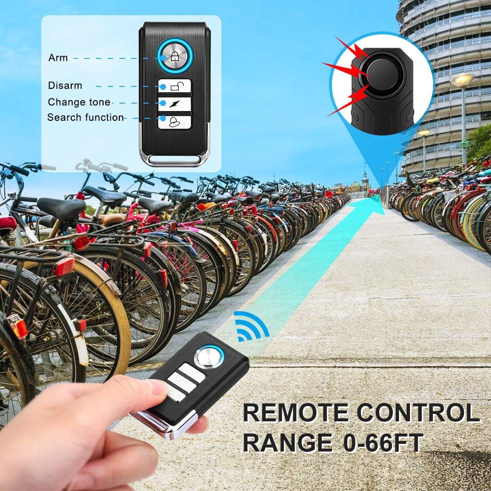 WSDCAM 113dB Anti-Theft Bike Alarm with Mount and Remote