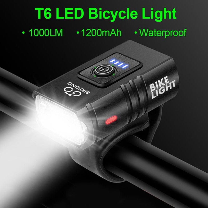 Bike Light Headlight T6 Bicycle Flashlight LED USB Rechargeable - TopRideElectric BIKEONO