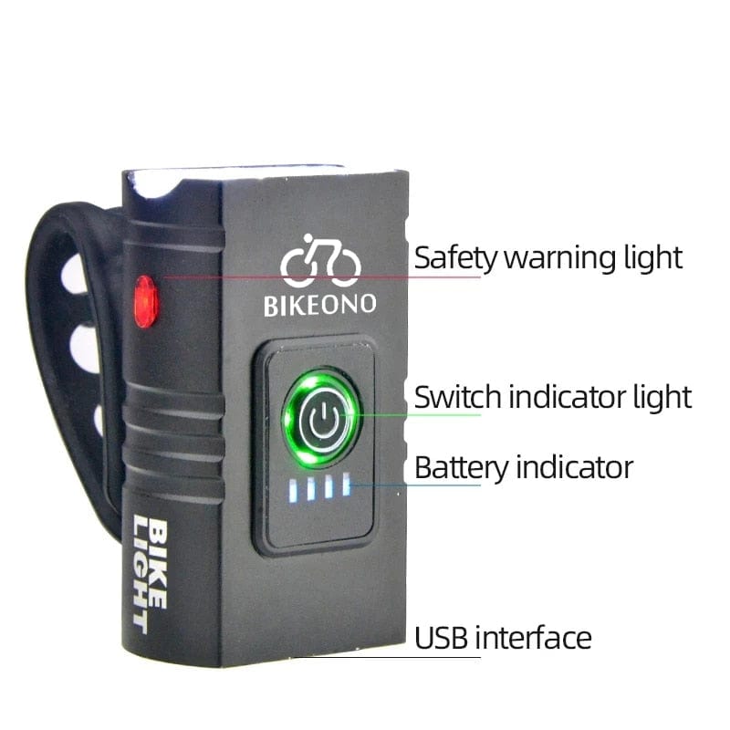 Bike Light Headlight T6 Bicycle Flashlight LED USB Rechargeable - TopRideElectric BIKEONO