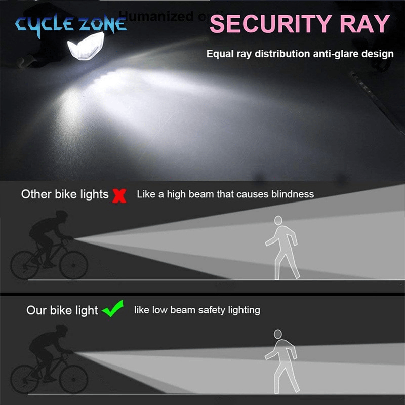 USB Rechargeable Bike Light Set Front Light with Taillight