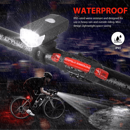 USB Rechargeable Bike Light Set Front Light with Taillight
