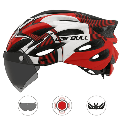 Ultralight Bicycle Helmet Taillight Removable Lens Visor Mountain Road Bike Helmet
