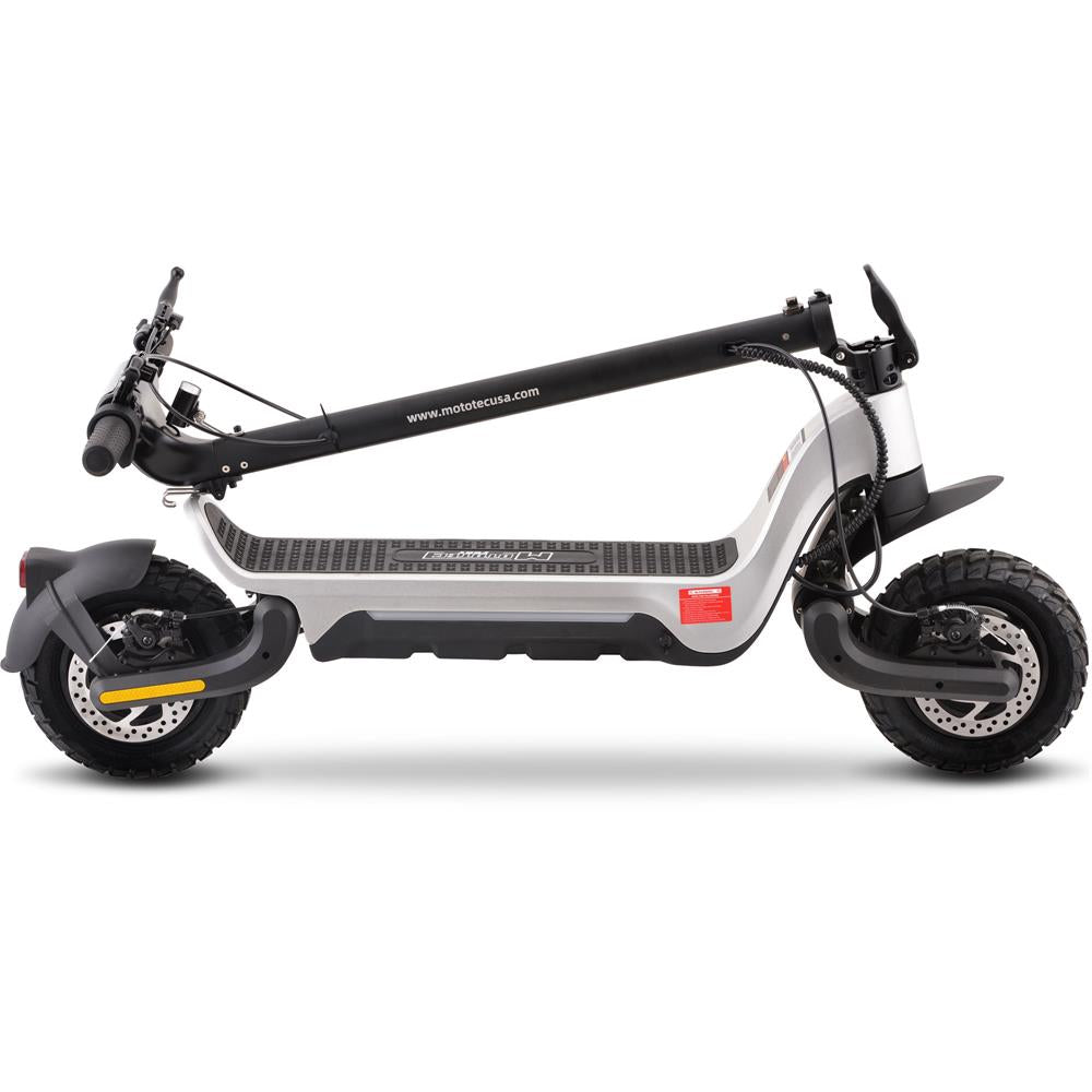 MotoTec Fury 48v 1000w Lithium Electric Scooter Silver