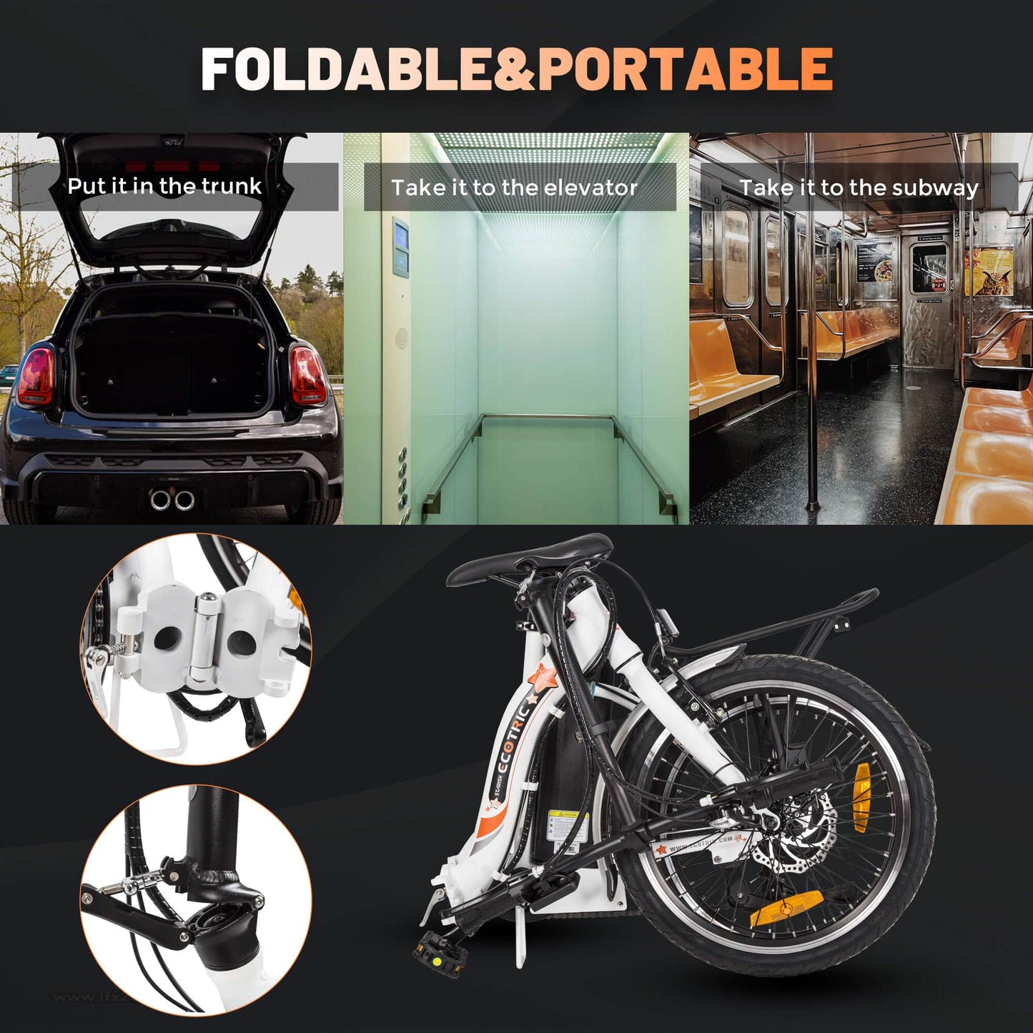 UL Certified | Ecotric Starfish 20" Portable and Folding Electric Bike