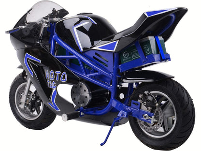 MotoTec 36v 500w Electric Pocket Bike GT Blue - TopRideElectric MotoTec