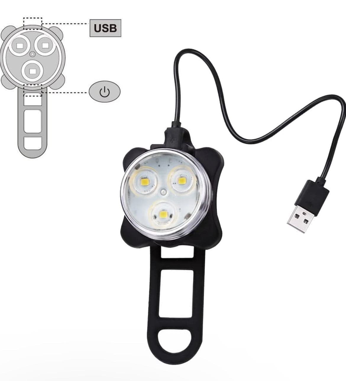 Ascher usb rechargeable bike 2024 light set